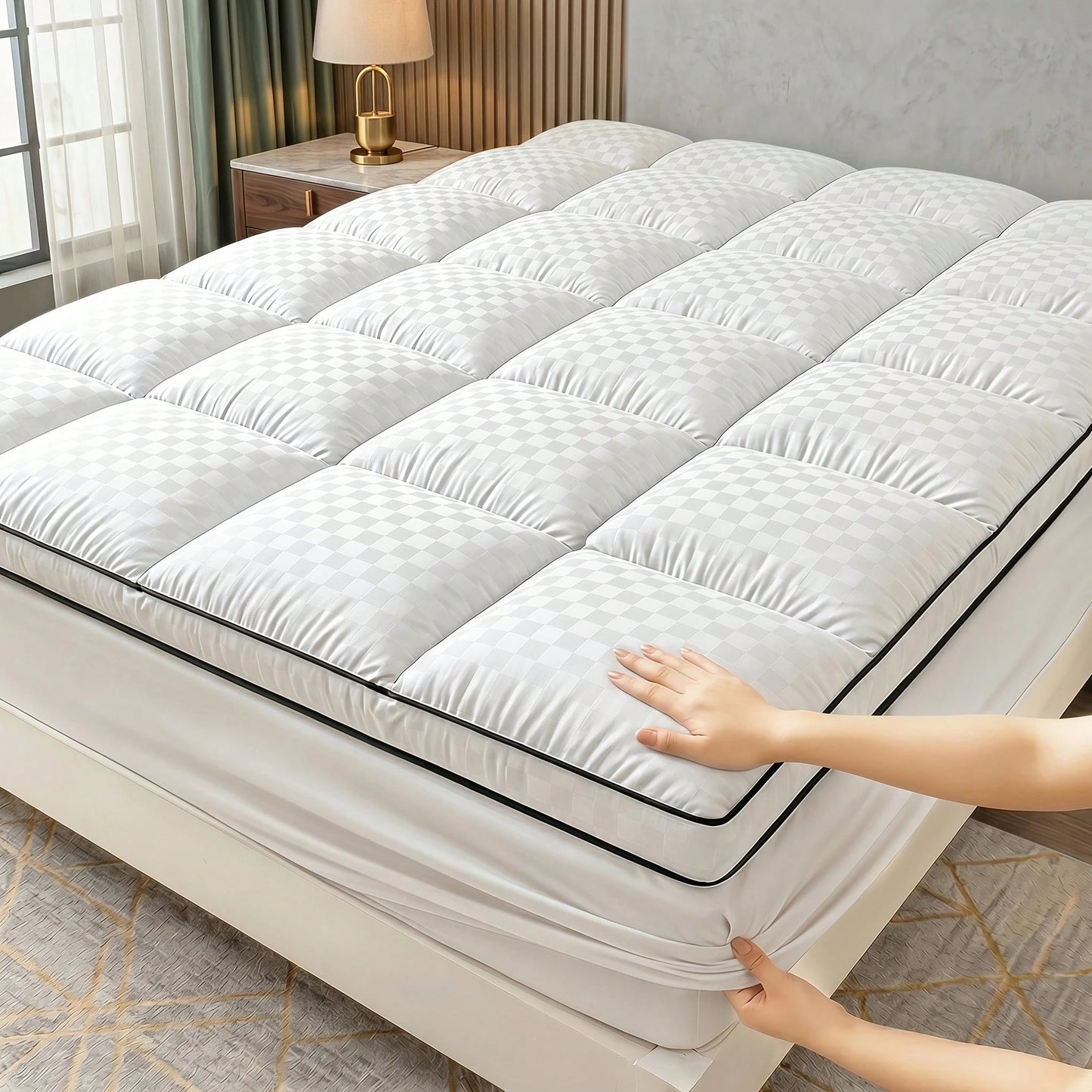 Ultra-Soft Mattress Protector, Elastic Fitted Sheet With Deep Pockets Up To 8-21 Inches, Cool Style, Full Range Of Sizes, Quilting And Laminating, Fine And Dense Stitches. Sturdy And Durable. Machine