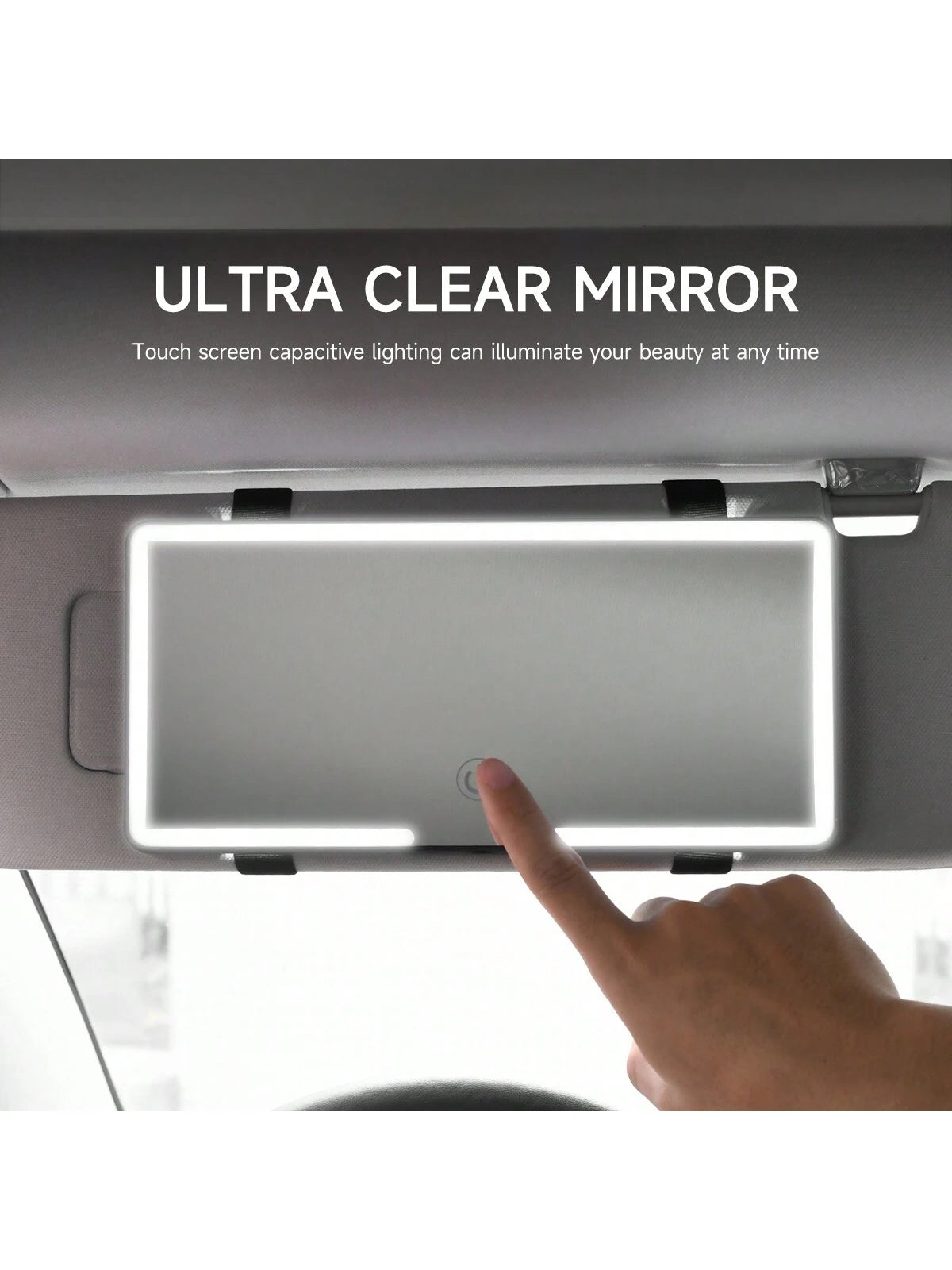 Ultra Thin LED Car Makeup HD Mirror Sunshade Makeup Hanging Mirror USB Charge Sun Visor Dimmable Touchscreen Auto Interior Vanity Mirror For Women