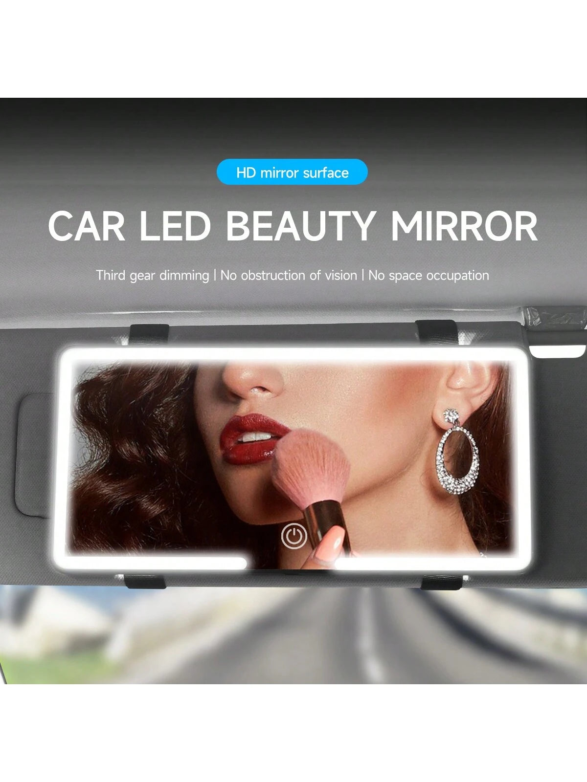 Ultra Thin LED Car Makeup HD Mirror Sunshade Makeup Hanging Mirror USB Charge Sun Visor Dimmable Touchscreen Auto Interior Vanity Mirror For Women