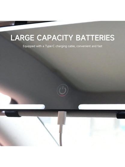 Ultra Thin LED Car Makeup HD Mirror Sunshade Makeup Hanging Mirror USB Charge Sun Visor Dimmable Touchscreen Auto Interior Vanity Mirror For Women
