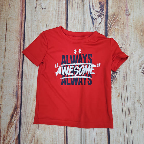 UNDER ARMOUR BOYS ALWAYS AWESOME SHORT SLEEVE RED 621