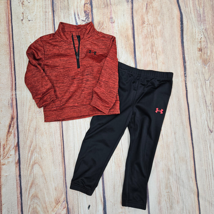 UNDER ARMOUR BOYS FLEECE 1/4 ZIP & PANT SET RED 621