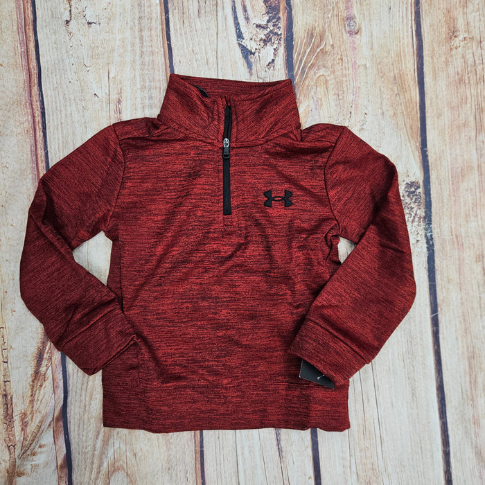 UNDER ARMOUR BOYS FLEESE 1/4 ZIP RED HEATHERED