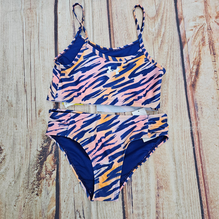 UNDER ARMOUR GIRLS BRUSH ZEBRA BIKINI PINK VORTEX 2PC SET UASIK11S-656