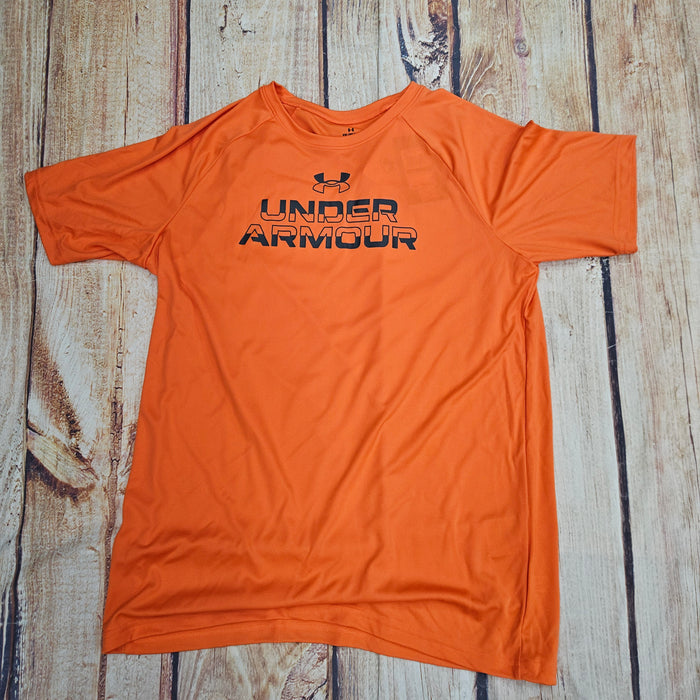 UNDER ARMOUR YOUTH BOYS TECH SPLIT WORDMARK S/S ORANGE T-SHIRT 1383010