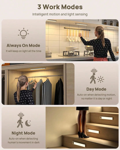 Under Cabinet Lights, Dimmable Closet Lights, 52 LED 2200 MAh Motion Sensor Light Indoor, Wireless Under Counter Lights For Kitchen, Stairs,Christmas Lighting, Christmas Decorations, Christmas Gifts