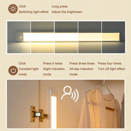 Under Cabinet Lights, Dimmable Closet Lights, 52 LED 2200 MAh Motion Sensor Light Indoor, Wireless Under Counter Lights For Kitchen, Stairs,Christmas Lighting, Christmas Decorations, Christmas Gifts