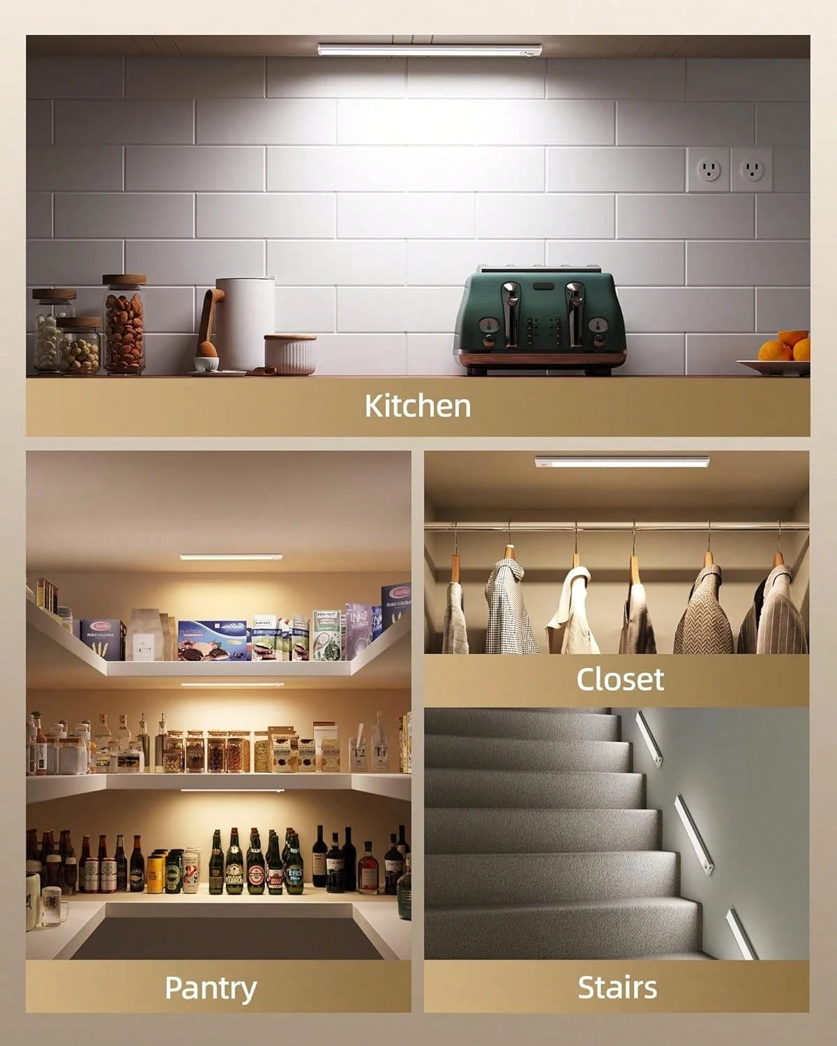 Under Cabinet Lights, Dimmable Closet Lights, 52 LED 2200 MAh Motion Sensor Light Indoor, Wireless Under Counter Lights For Kitchen, Stairs,Christmas Lighting, Christmas Decorations, Christmas Gifts