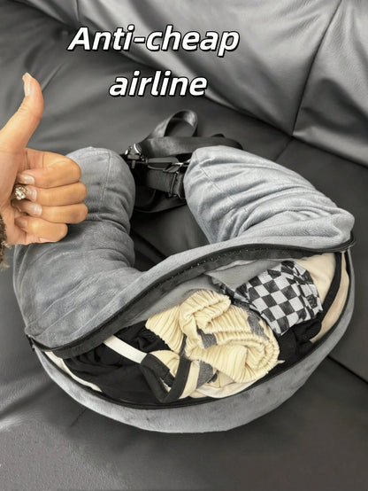 Unfilled Soft Plush Travel Pillow, Can Be Used As Storage Travel Pillow, Suitable For Travel, Travel Essentials, Holiday Accessories, Portable, School, Space Saving