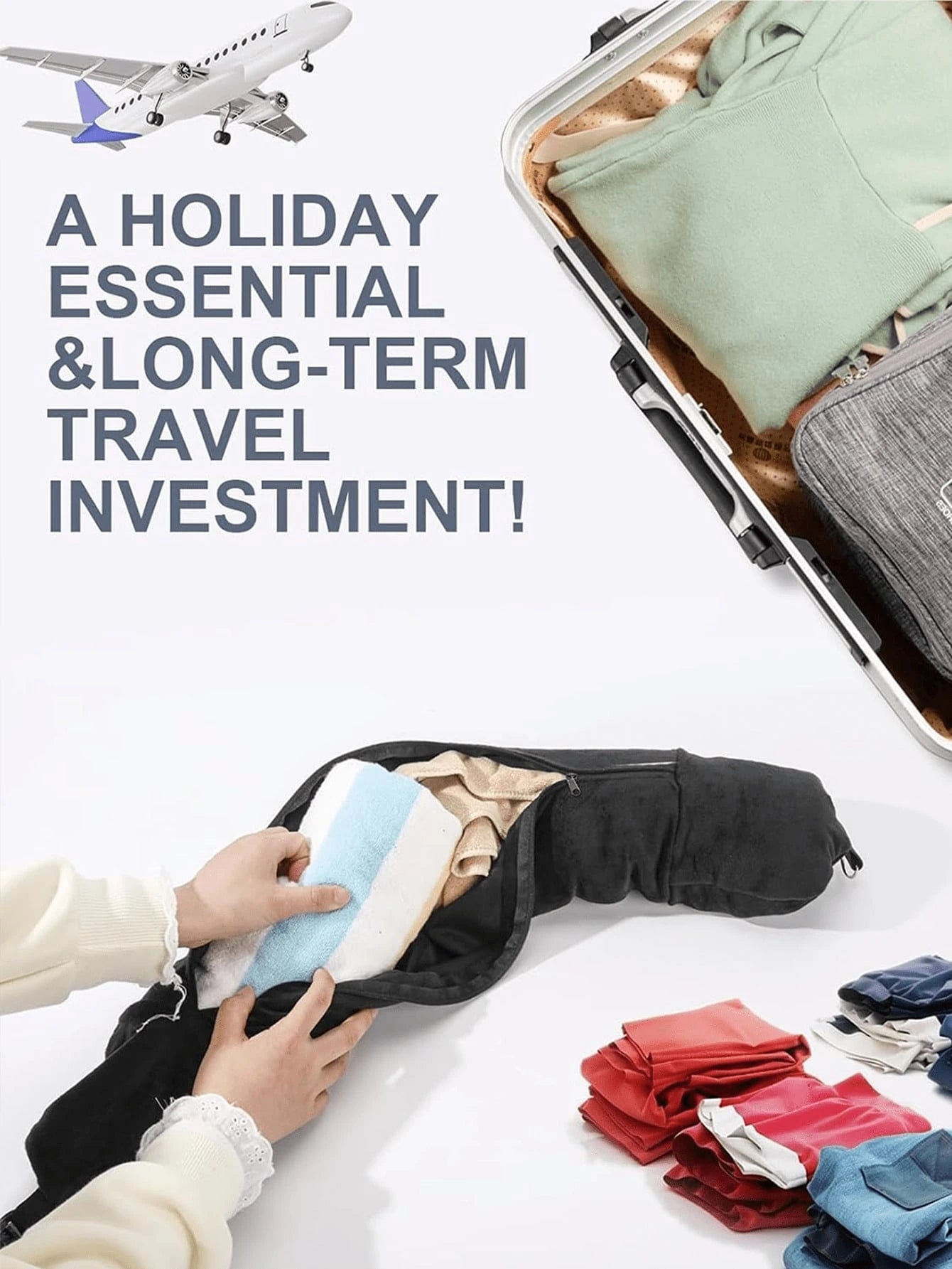 Unfilled Soft Plush Travel Pillow, Can Be Used As Storage Travel Pillow, Suitable For Travel, Travel Essentials, Holiday Accessories, Portable, School, Space Saving