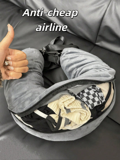 Unfilled Soft Plush Travel Pillow, Can Be Used As Storage Travel Pillow, Suitable For Travel, Travel Essentials, Holiday Accessories, Portable, School, Space Saving