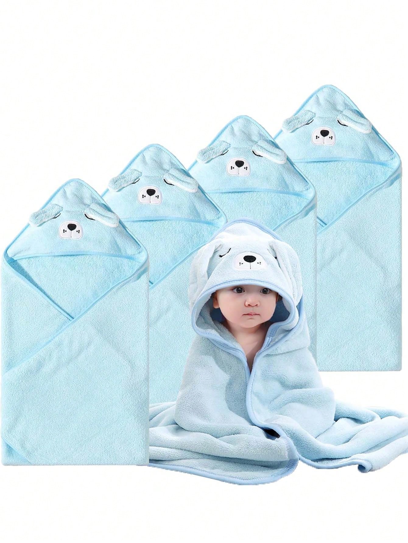 Unisex Baby Animal Face Hooded Bath Towel, Unique Animal Design Super Soft Newborn Bath Towel, Essential Baby Hooded Bath Towel, Children's Bathroom Bathrobe