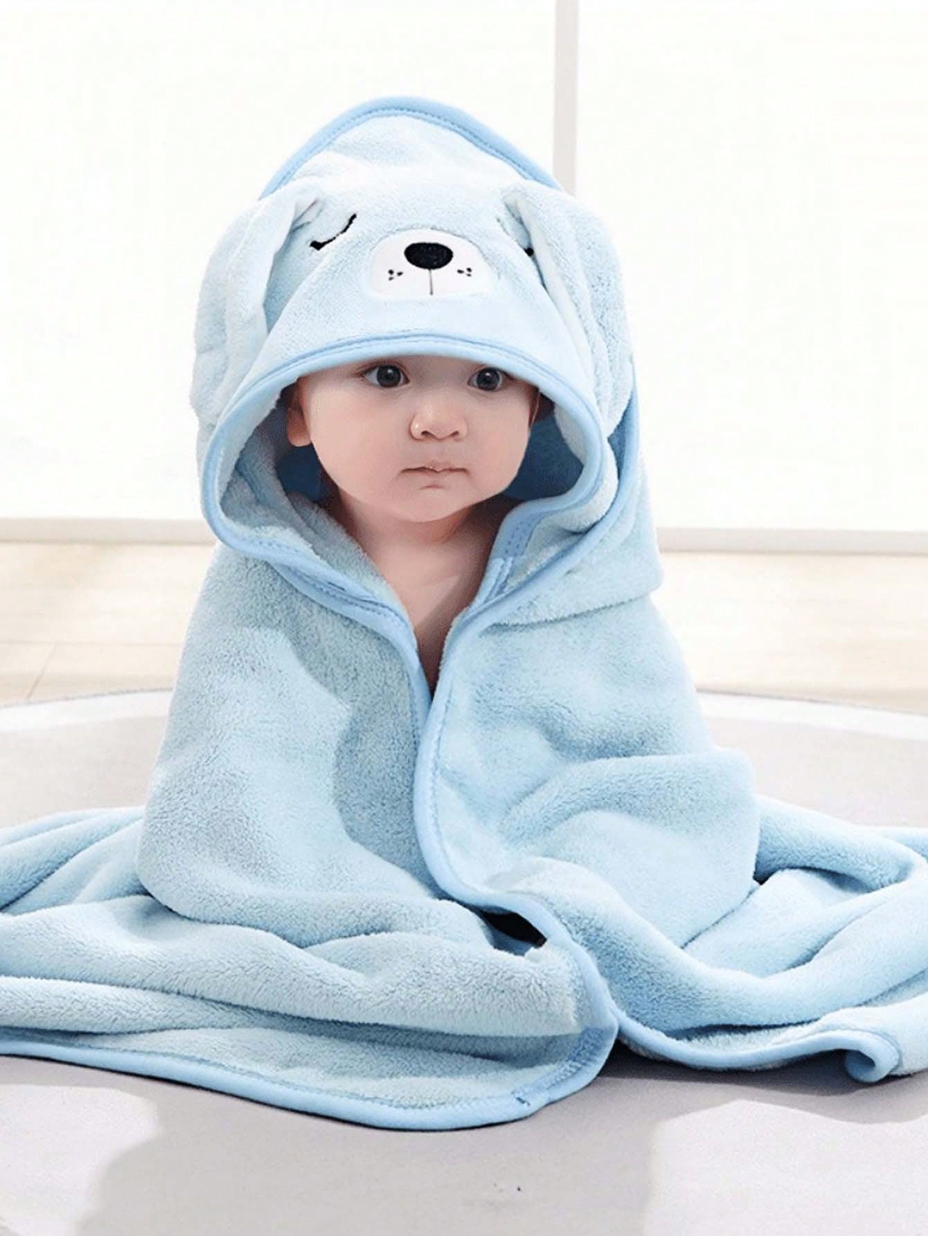 Unisex Baby Animal Face Hooded Bath Towel, Unique Animal Design Super Soft Newborn Bath Towel, Essential Baby Hooded Bath Towel, Children's Bathroom Bathrobe