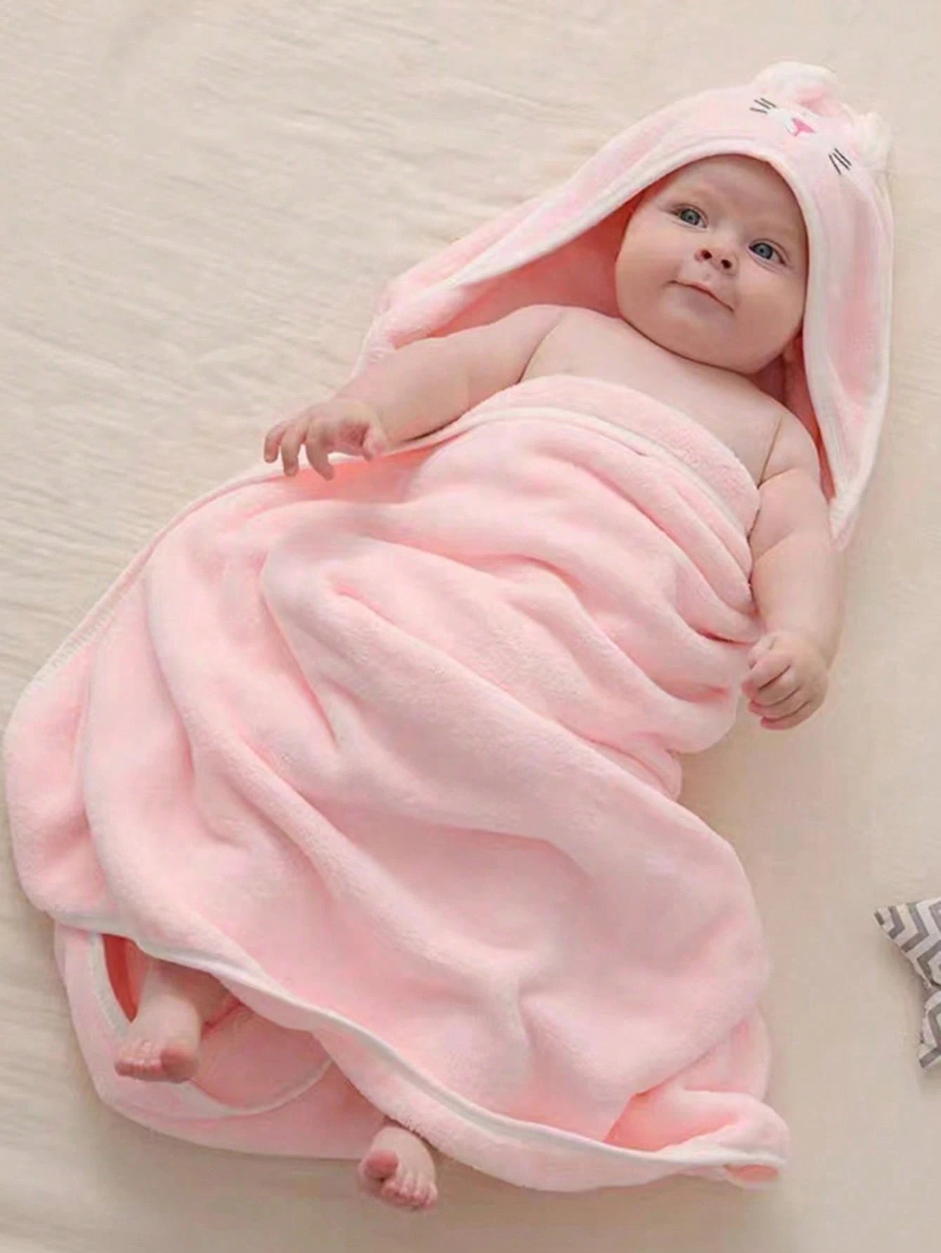 Unisex Baby Bath Towel, Animal Face Hooded Cape Towel, Super Soft Newborn Bathrobe, All Seasons, Children's Coral Cartoon Bathroom Supplies