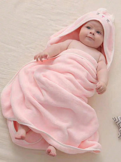 Unisex Baby Bath Towel, Animal Face Hooded Cape Towel, Super Soft Newborn Bathrobe, All Seasons, Children's Coral Cartoon Bathroom Supplies