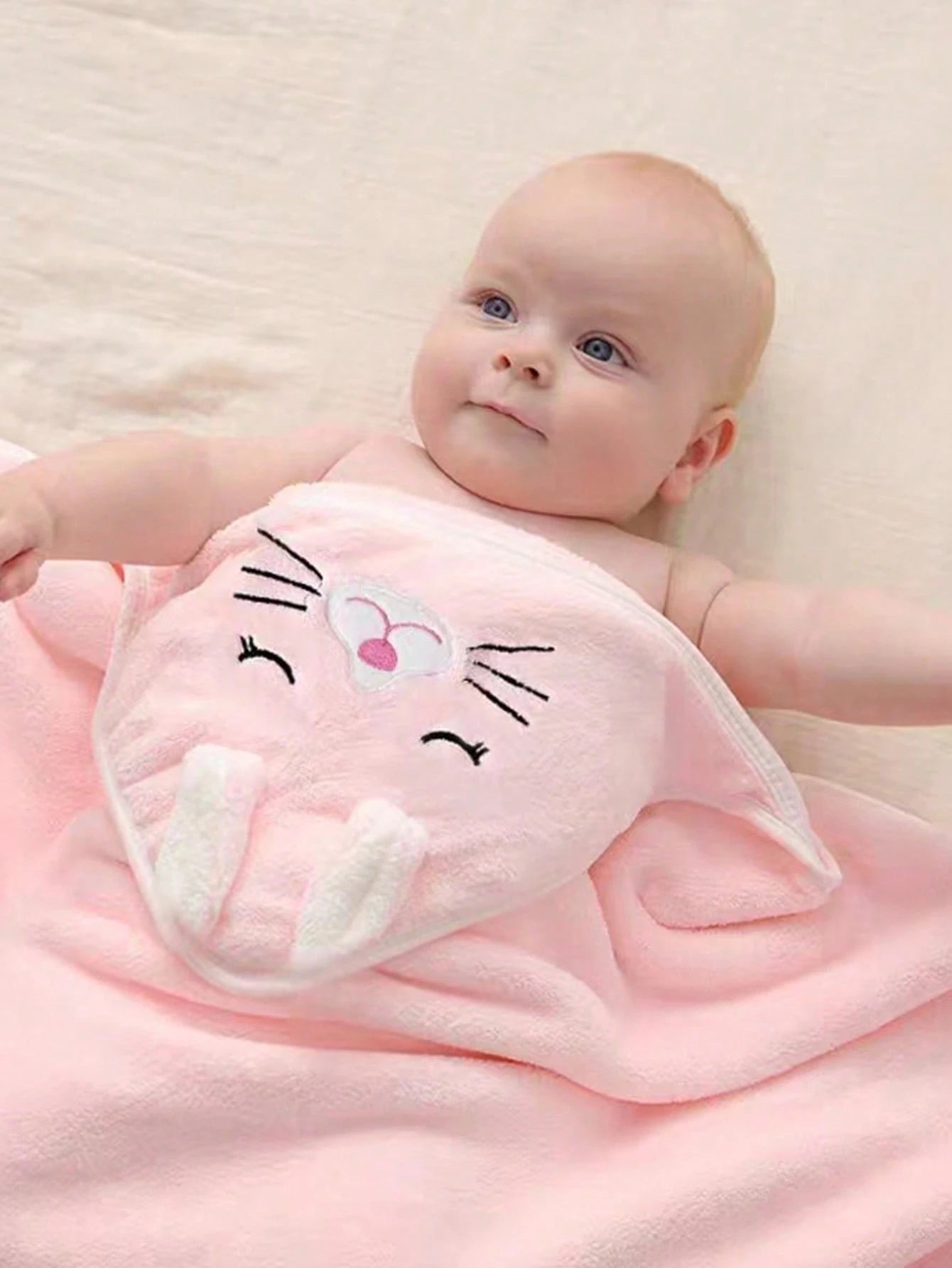 Unisex Baby Bath Towel, Animal Face Hooded Cape Towel, Super Soft Newborn Bathrobe, All Seasons, Children's Coral Cartoon Bathroom Supplies