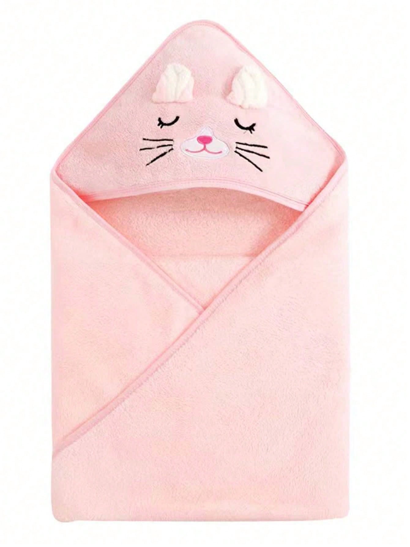 Unisex Baby Bath Towel, Animal Face Hooded Cape Towel, Super Soft Newborn Bathrobe, All Seasons, Children's Coral Cartoon Bathroom Supplies