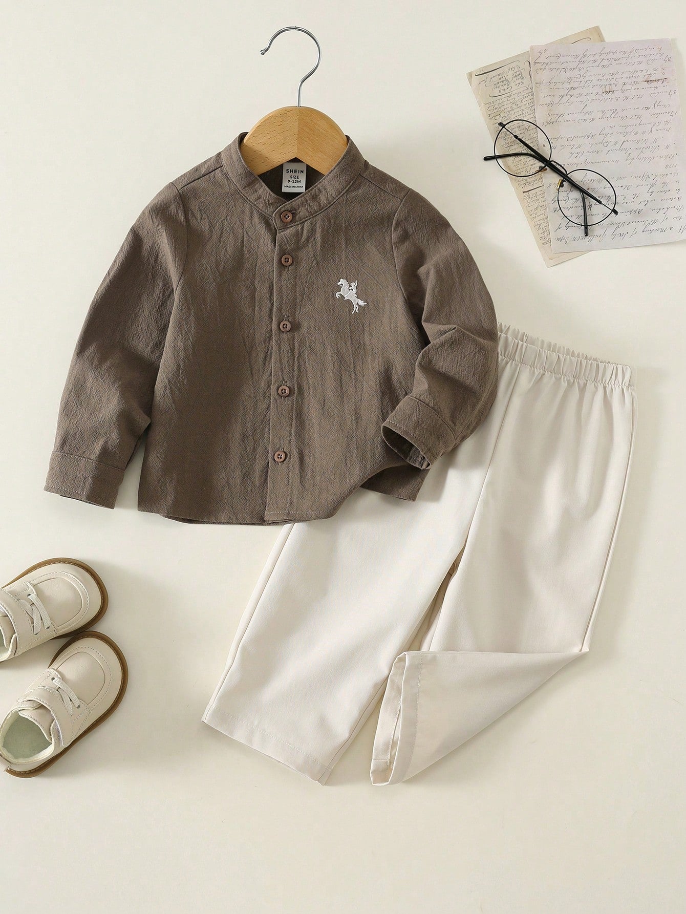 Unisex Baby Boy/Girl Baby Boy 2pcs Autumn/Winter Casual Vintage Style Long Sleeve Shirt And Long Pants Set, Baby Boy Outfit Sets, Baby Boy Clothes, Squishy, Vintage