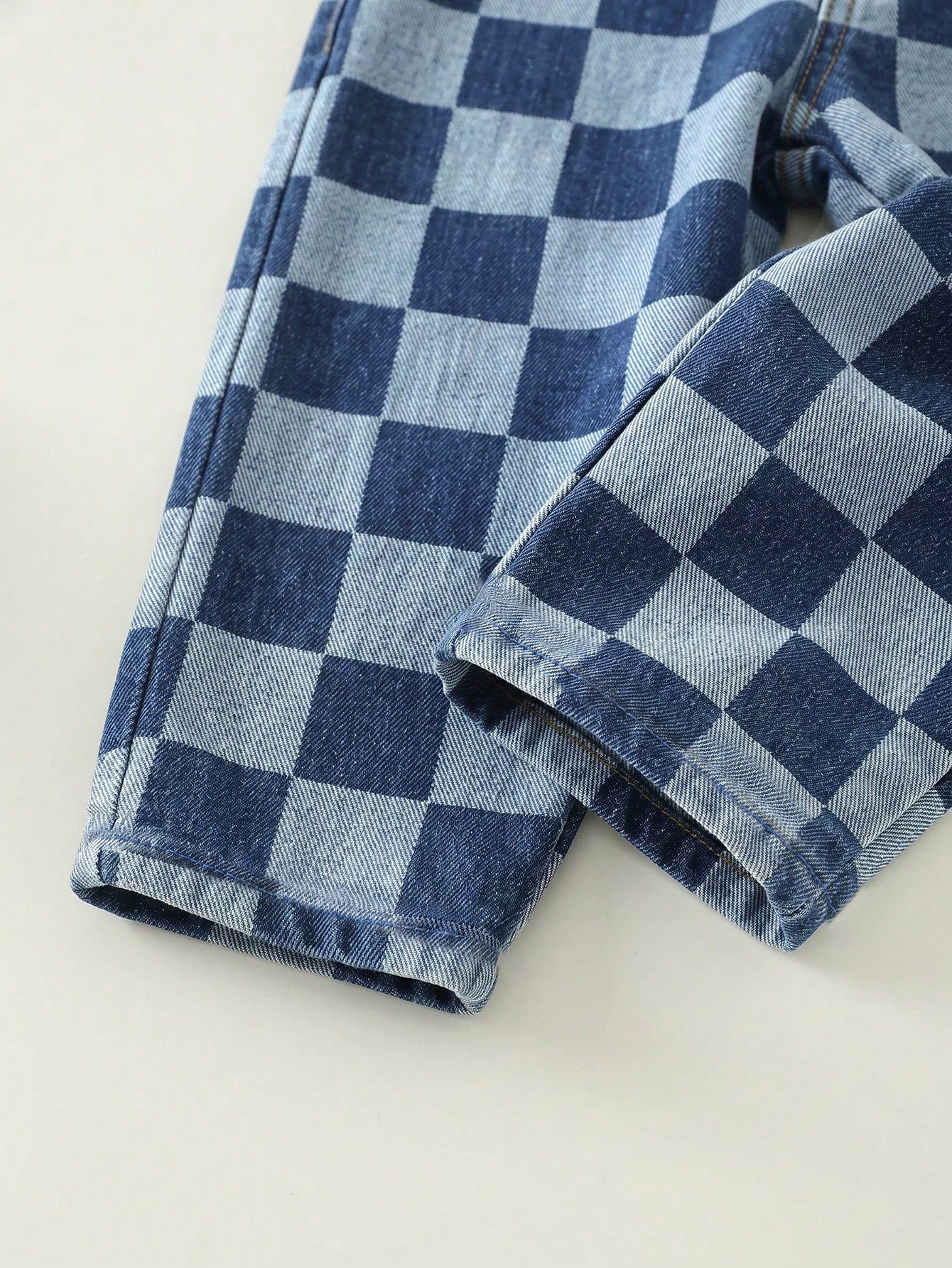 Unisex Newborn Baby Boy/Girl Baby Boy Spring/Summer Casual Cute Checkered Denim Romper