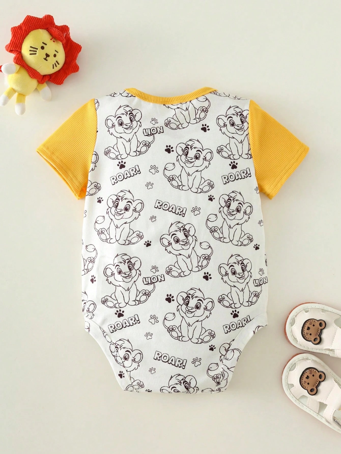 Unisex Newborn Baby Boy/Girl Cute Lion Print 2 In 1 Short Sleeve Romper,Bodysuit,Spring/Summer Cartoon Clothes Animal Safari Outfit