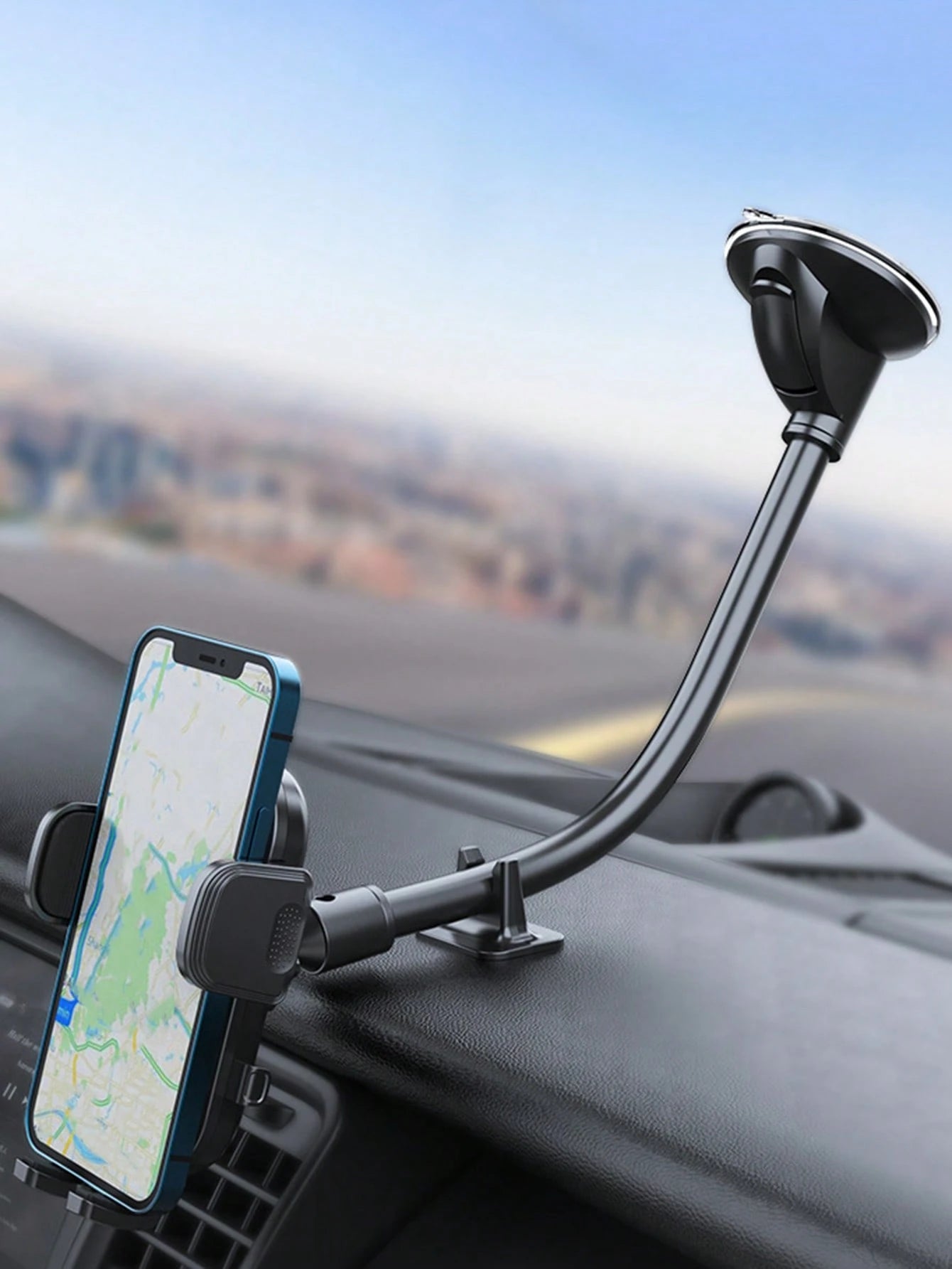Universal Car Windshield Cellphone Mount Flexible Long Arm Mobile Phone Holder For Car 360 Degree Rotation Solder Compatible With IPhone, Android Phone, Gift For Birthday, Family, Friends Car Accessor