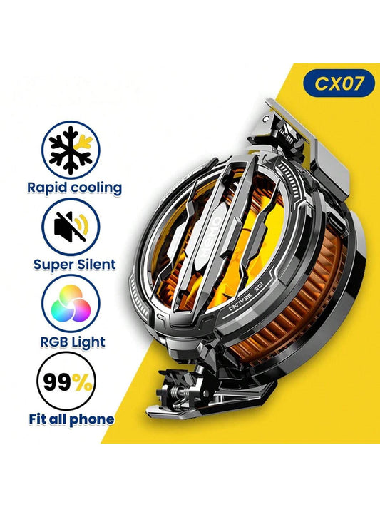 Universal Compact Phone Cooler, Android & IOS Smartphone Cooling Fan, USB Powered Mini Cooling Tool, Fashionable & Useful Cooling Accessory With Clip & Magnetic Thin Film For Mute Game E-Sports Gamin