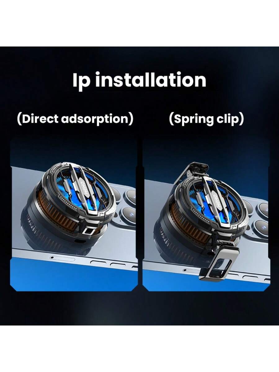 Universal Compact Phone Cooler, Android & IOS Smartphone Cooling Fan, USB Powered Mini Cooling Tool, Fashionable & Useful Cooling Accessory With Clip & Magnetic Thin Film For Mute Game E-Sports Gamin