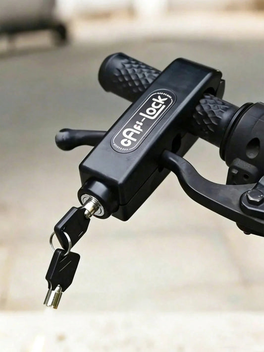 Universal Motorcycle Throttle Lock- Portable 3-Hole Handle Lock Suitable For Scooters, Electric Bicycles, Mopeds, Anti-Theft Clamp With Integrated Brake Lever, Black Adjustable Clamping Device- Ligh