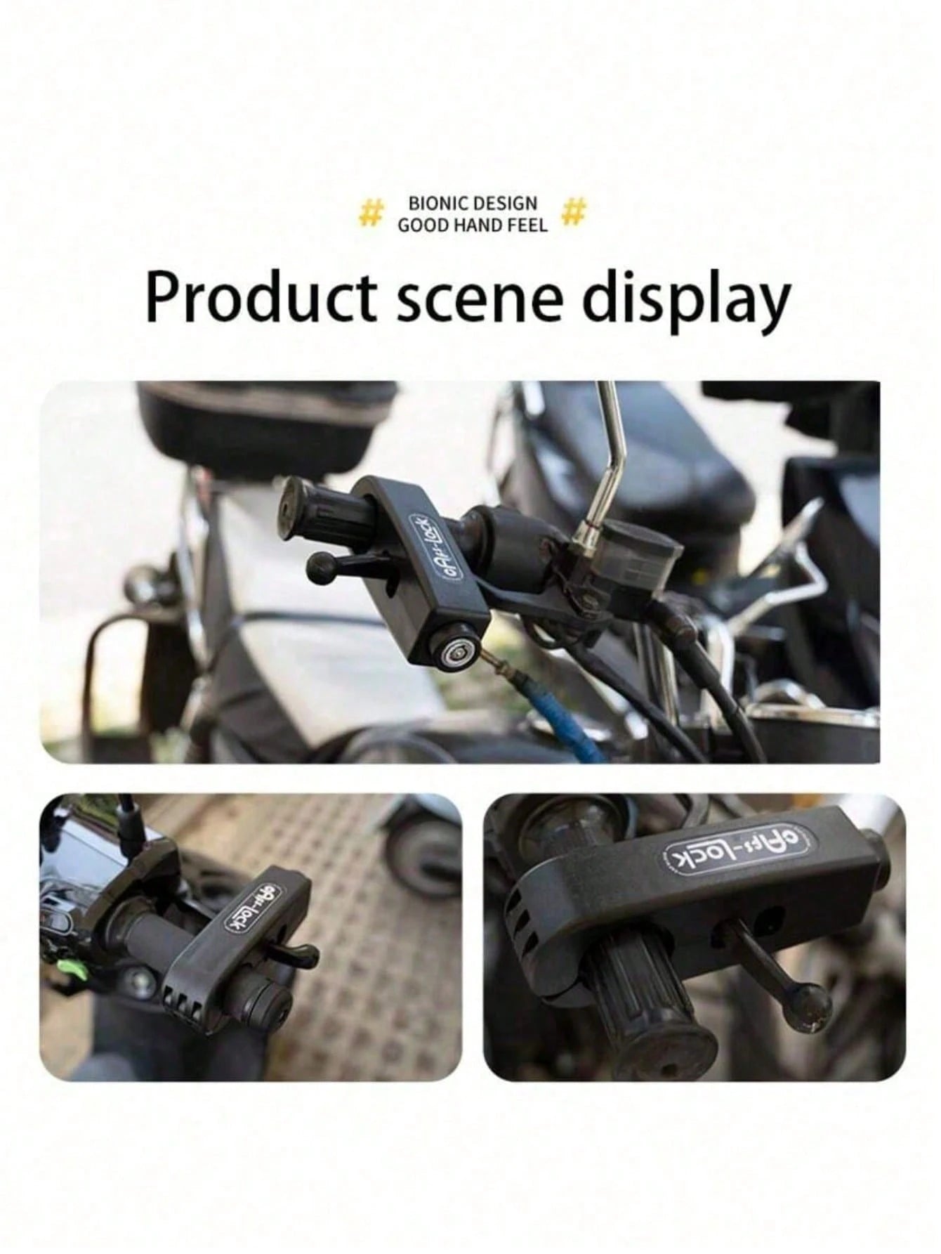 Universal Motorcycle Throttle Lock- Portable 3-Hole Handle Lock Suitable For Scooters, Electric Bicycles, Mopeds, Anti-Theft Clamp With Integrated Brake Lever, Black Adjustable Clamping Device- Ligh