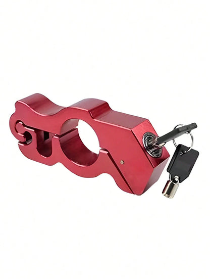 Universal Motorcycle Throttle Lock- Portable 3-Hole Handle Lock Suitable For Scooters, Electric Bicycles, Mopeds, Anti-Theft Clamp With Integrated Brake Lever, Black Adjustable Clamping Device- Ligh