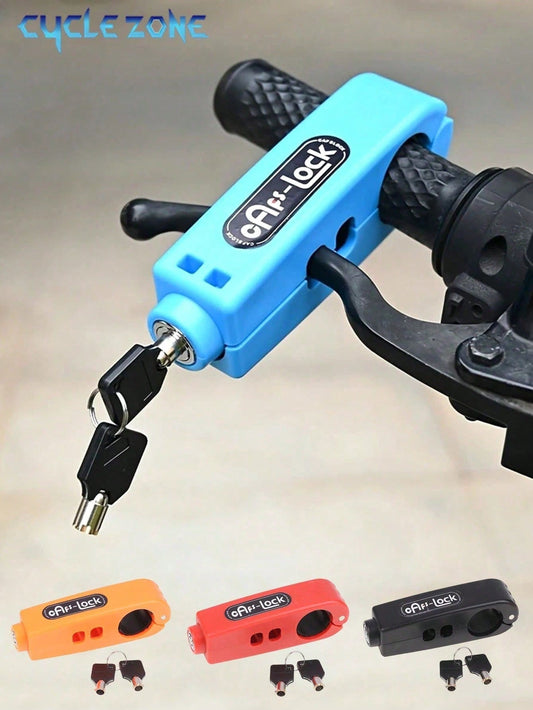 Universal Motorcycle Throttle Lock- Portable 3-Hole Handlebar Lock Suitable For Scooters, E-Bikes, Mopeds, Anti-Theft Clamp With Integrated Brake Lever, Adjustable Black Clamping Device