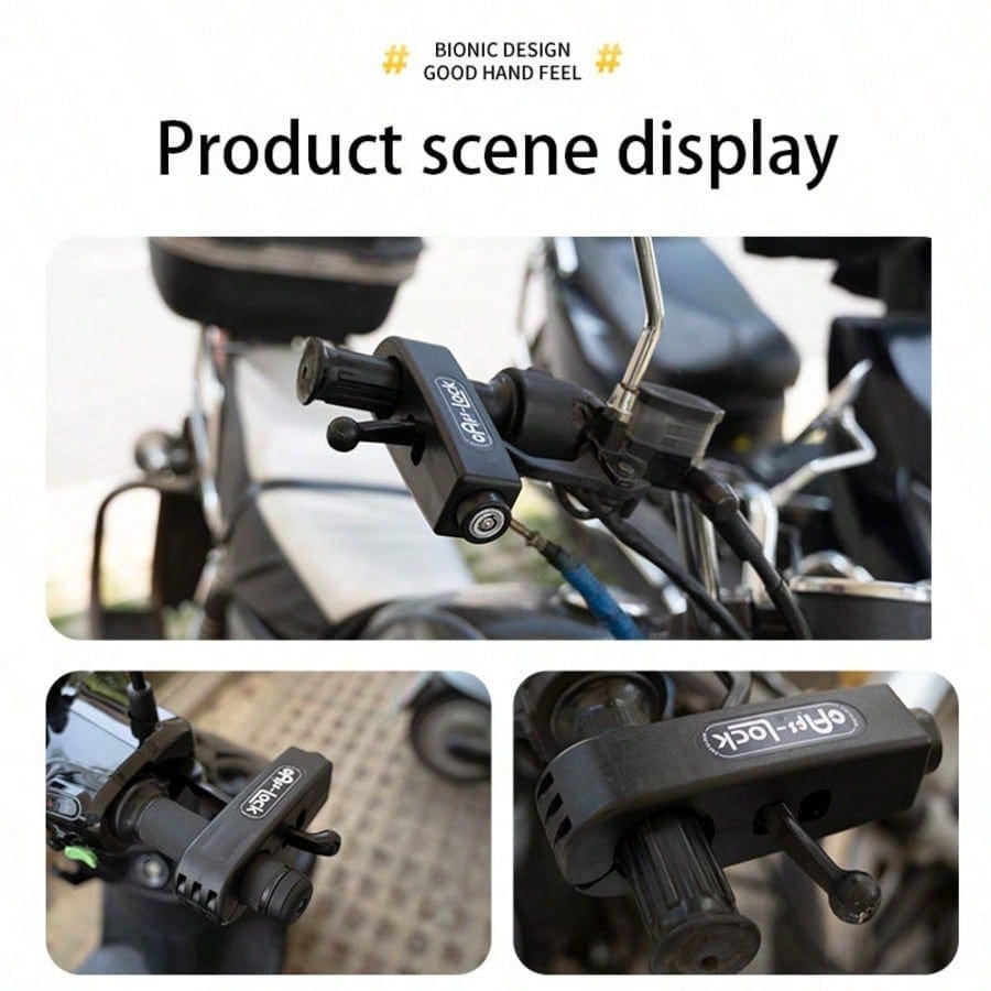 Universal Motorcycle Throttle Lock- Portable 3-Hole Handlebar Lock Suitable For Scooters, E-Bikes, Mopeds, Anti-Theft Clamp With Integrated Brake Lever, Adjustable Black Clamping Device