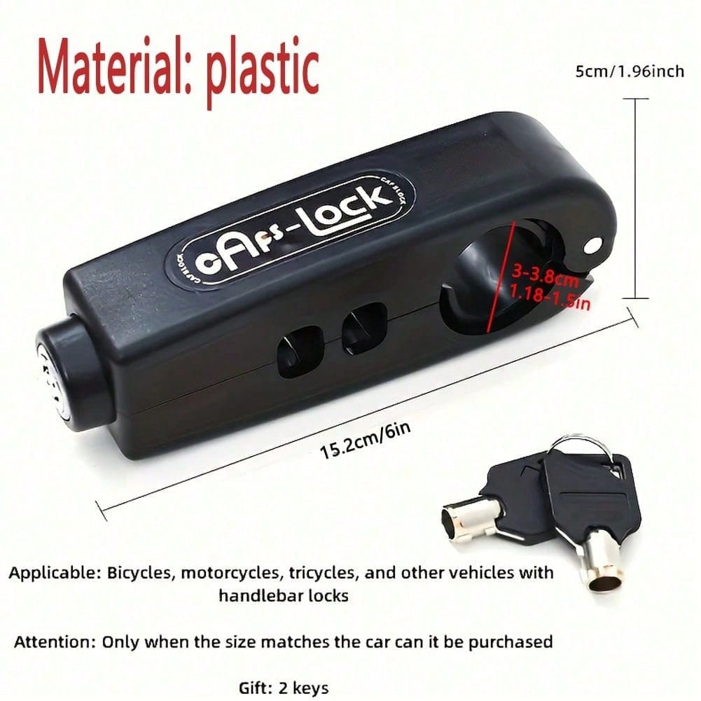 Universal Motorcycle Throttle Lock- Portable 3-Hole Handlebar Lock Suitable For Scooters, E-Bikes, Mopeds, Anti-Theft Clamp With Integrated Brake Lever, Adjustable Black Clamping Device