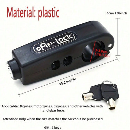 Universal Motorcycle Throttle Lock- Portable 3-Hole Handlebar Lock Suitable For Scooters, E-Bikes, Mopeds, Anti-Theft Clamp With Integrated Brake Lever, Adjustable Black Clamping Device