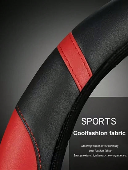 Universal Two-Tone PU Steering Wheel Cover Without Inner Ring, Anti-Slip Comfort Hand Grip Steering Wrap With Contrast Stitching, Durable All Season Auto Interior Cover For Sedans, SUVs & Trucks,Car I
