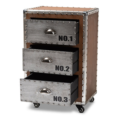Urban Designs 26-Inch High Industrial Style Wheeled Nightstand