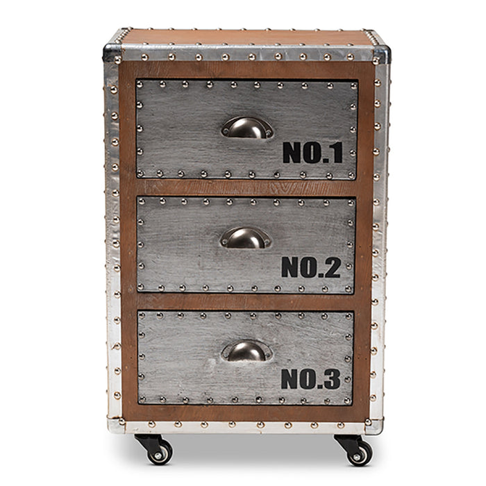 Urban Designs 26-Inch High Industrial Style Wheeled Nightstand