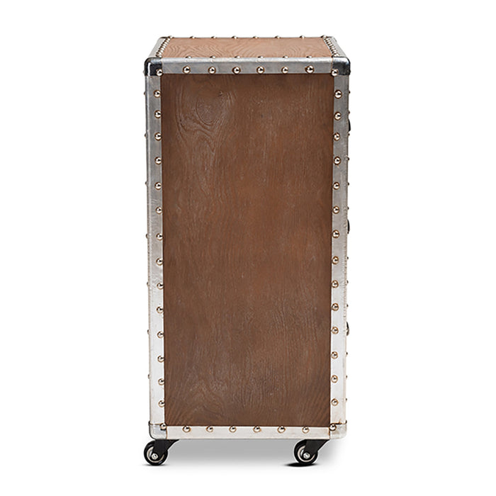Urban Designs 26-Inch High Industrial Style Wheeled Nightstand