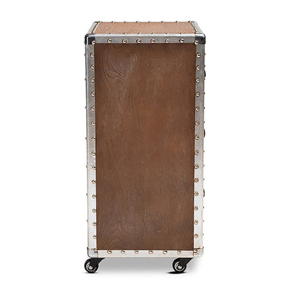 Urban Designs 26-Inch High Industrial Style Wheeled Nightstand
