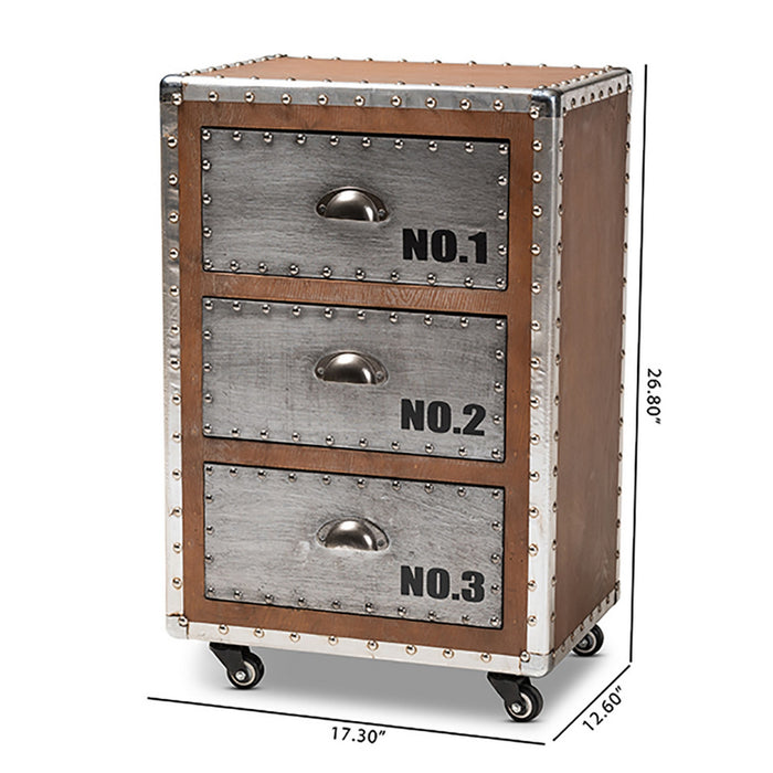 Urban Designs 26-Inch High Industrial Style Wheeled Nightstand