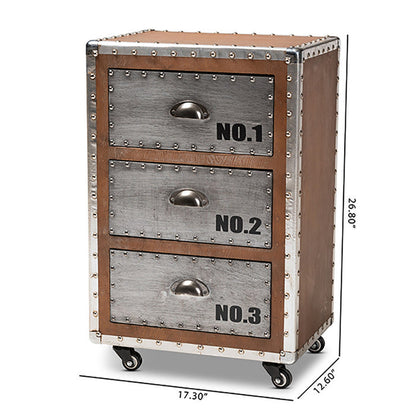 Urban Designs 26-Inch High Industrial Style Wheeled Nightstand