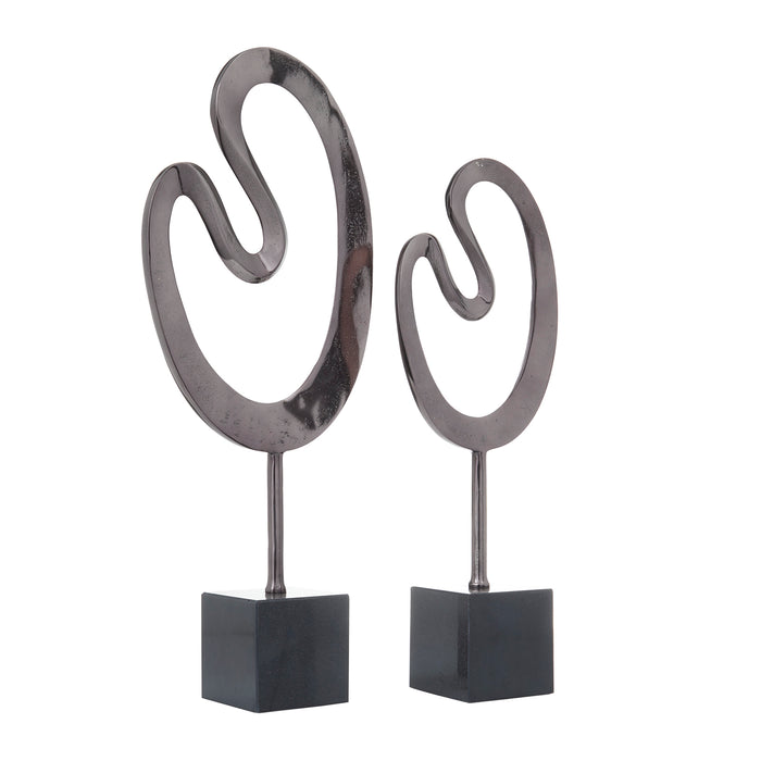 Urban Designs Abstract Black Metal Sculptures - Set of 2