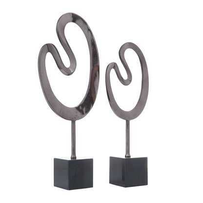 Urban Designs Abstract Black Metal Sculptures - Set of 2