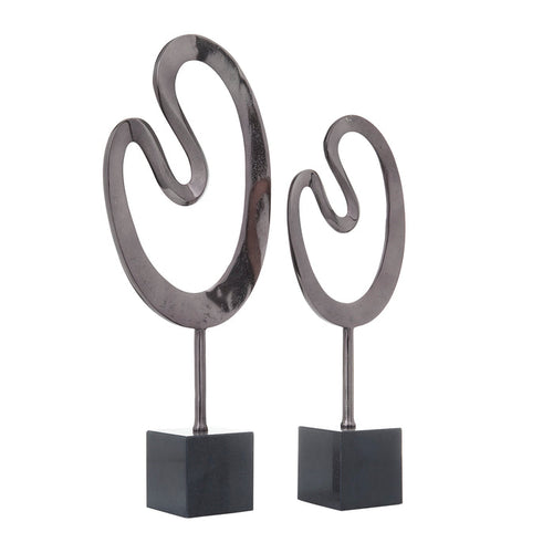 Urban Designs Abstract Black Metal Sculptures - Set of 2