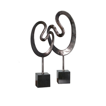 Urban Designs Abstract Black Metal Sculptures - Set of 2