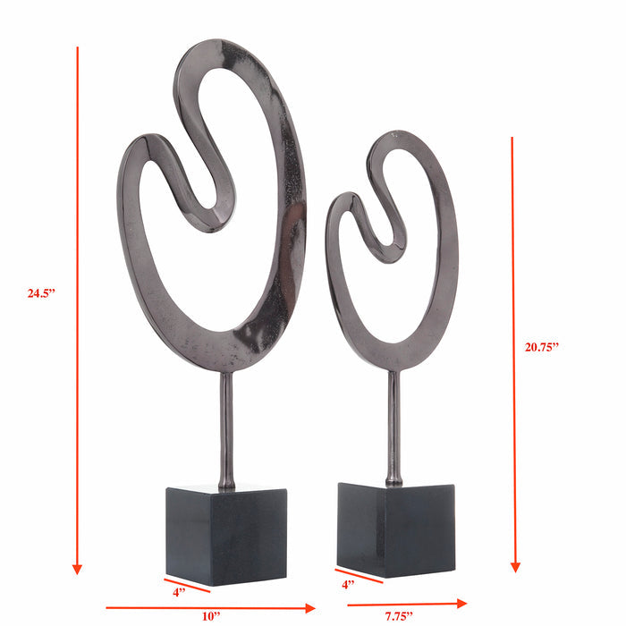 Urban Designs Abstract Black Metal Sculptures - Set of 2