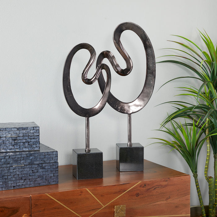 Urban Designs Abstract Black Metal Sculptures - Set of 2