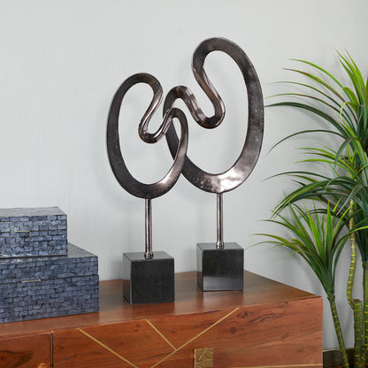 Urban Designs Abstract Black Metal Sculptures - Set of 2