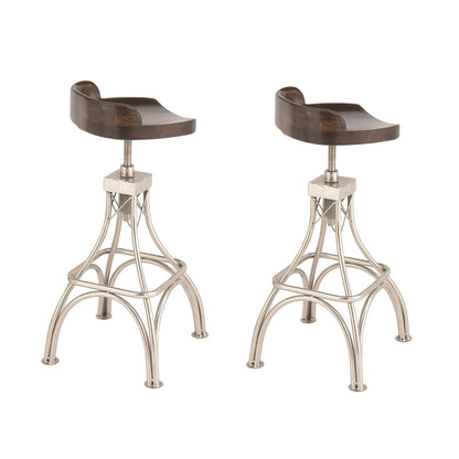 Urban Designs Adjustable Height 2-Piece Set Wood Metal Bar Stool - Dark Brown