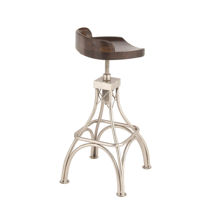 Urban Designs Adjustable Height 2-Piece Set Wood Metal Bar Stool - Dark Brown